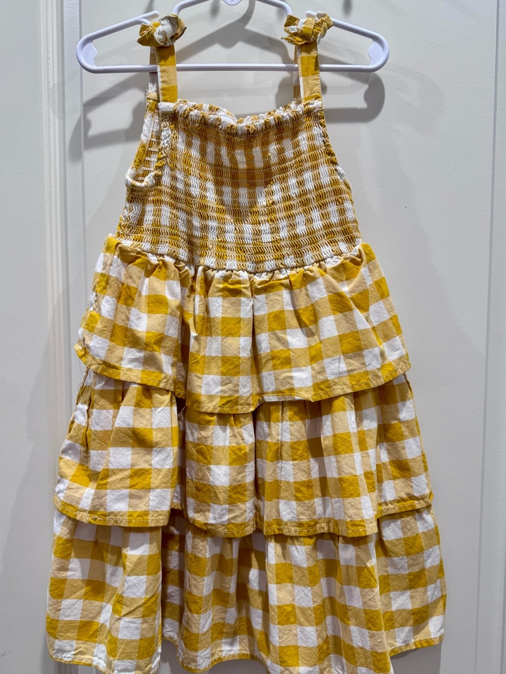 wonder nation Yellow and White Gingham Tiered Sundress
